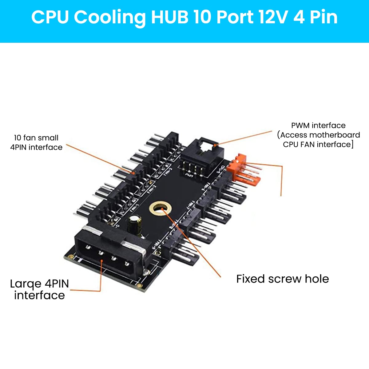 Verilux PC PWM Fan Hub CPU Cooling HUB 10 Port 12V 4 Pin Fan PWM Hub Molex Controller Fan Hub Splitter, 4-Pin PWM Fan Power Supply Extension Cable for ATX Computer Case 4-Pin and 3-Pin Cooling Fans Verilux PC PWM Fan Hub CPU Cooling HUB 10 Port 12V 4 Pin Fan PWM Hub Molex Controller Fan Hub Splitter, 4-Pin PWM Fan Power Supply Extension Cable for ATX Computer Case 4-Pin and 3-Pin Cooling Fans